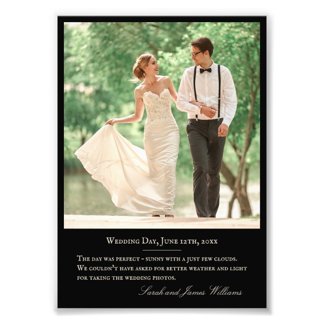 Wedding Photo Custom Quote Monogram Black 5x7 (Front)