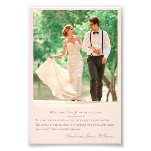 Wedding Photo Custom Quote Monogram Blush 4x6 Print