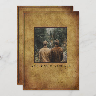 Wedding Photo Elegant Brown Grunge Background Invitation