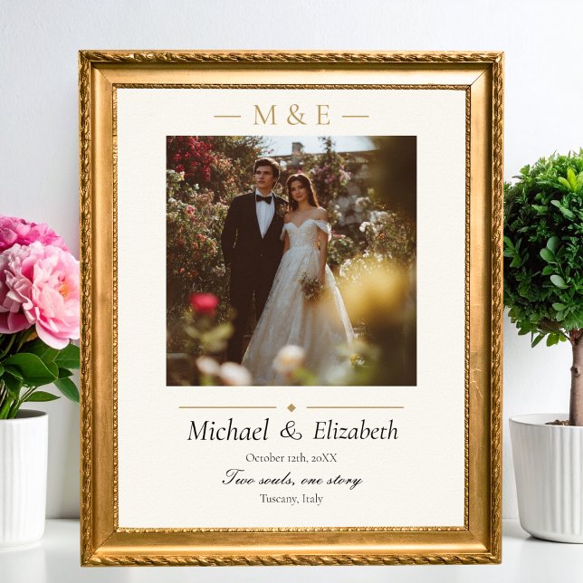 Wedding Photo Elegant Cream Gold Modern Custom Poster (Creator Uploaded)