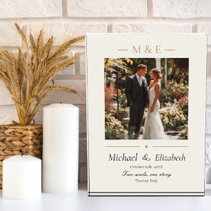 Wedding Photo Elegant Ivory Gold Modern Custom Block