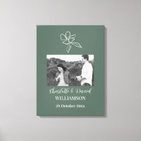 Wedding Photo Green Minimal Floral Personalise    