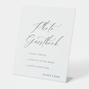 Wedding Photo Guest Book Sign, Audio Guest Book Pedestal Sign