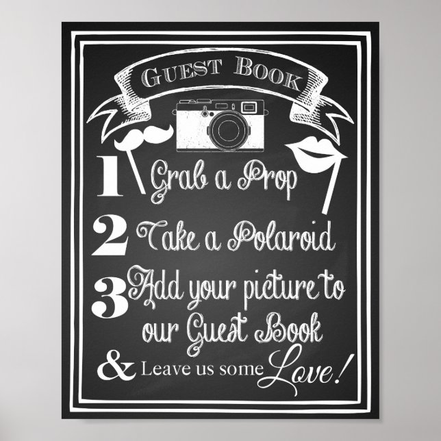 Wedding photo guest book sign chalkboard (Front)