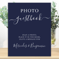 Wedding Photo Guest Modern Calligraphy Navy Blue