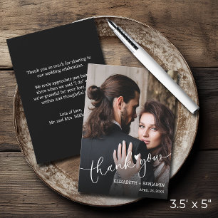 Wedding Photo Hand-Lettered Thank You Card
