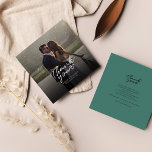 Wedding Photo Hand Lettered Thank You Card<br><div class="desc">A great and thoughtful way to thank your friends,  family,  and coworkers who graced you their presence on your your wedding day with this modern photo thank you cards with script hand lettered "thank you" and a love heart.</div>