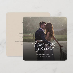 Wedding Photo Handwritten Elegant Thank You Card