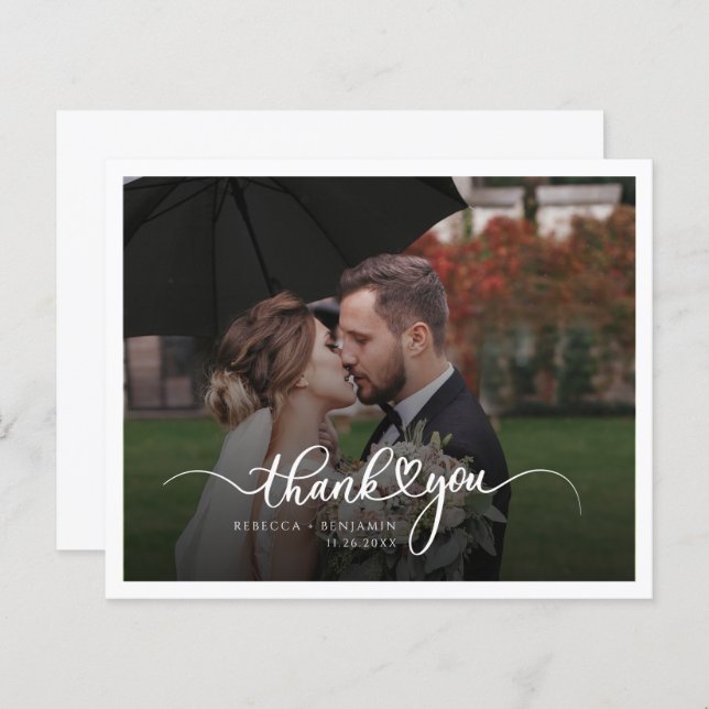 Wedding Photo Handwritten Thank You Card (Front/Back)