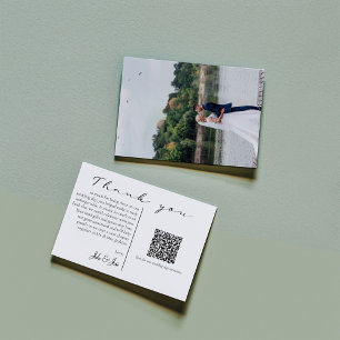 Wedding photo happy memories QR code Thank You Card