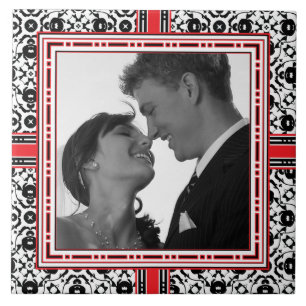 Wedding Photo in Christmas Ornamental Frame Tile