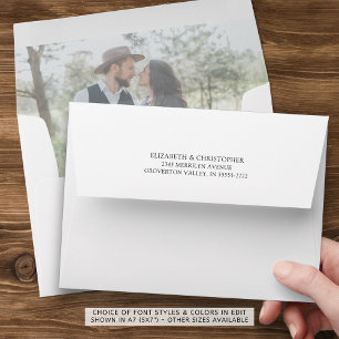 Wedding Photo Inside Return Address Envelope