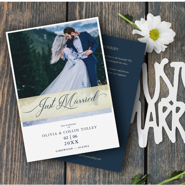 Wedding Photo Just Married Hand Letterd Quote Invitation (Creator Uploaded)