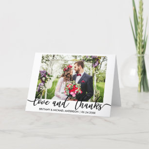 Wedding Photo Love and Thanks Folded Thank You Card