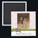 Wedding Photo Magnet Favours Template<br><div class="desc">Wedding Photo Magnet Favours Template of elegant pink - white - and green.  Just add photo and names.  Makes Nice Favour for wedding or shower.</div>