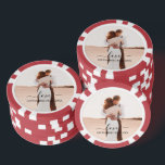 Wedding Photo Memory Love Script Anniversary Favou Poker Chips<br><div class="desc">A beautiful way to remember one of the best days of your life,  your wedding day. Remember that special moment forever with this wedding photo memory keepsake. Personalise the script typography to your own text and wedding date.</div>