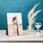 Wedding Photo Memory Love Script Wedding Plaque<br><div class="desc">A beautiful way to remember one of the best days of your life,  your wedding day. Remember that special moment forever with this wedding photo memory plaque keepsake. Personalise the script typography to your own text and wedding date.</div>