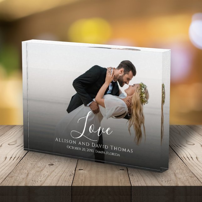 Wedding Photo Minimalist Couple Calligraphy Love Block (Creator Uploaded)