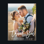 Wedding Photo Modern Brush Script Thank You W Postcard<br><div class="desc">Modern Brush Script Wedding Thank You Bride and Groom Photo Postcard</div>