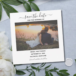 Wedding Photo Modern Calligraphy Save the Date