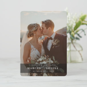 WEDDING PHOTO modern elegant chic ampersand black Thank You Card