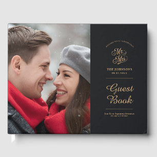 Wedding Photo Modern Minimalist Elegant Typography Guest Book