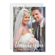 Wedding Photo | Modern Script Thank You Card