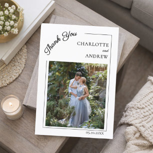 Wedding photo modern simple thank you card
