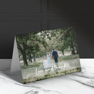 Wedding Photo Modern Stylish Guests Love Thanks Thank You Card