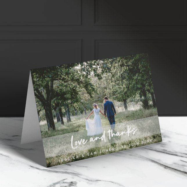 Wedding Photo | Modern Stylish Guests Love Thanks Thank You Card (Creator Uploaded)