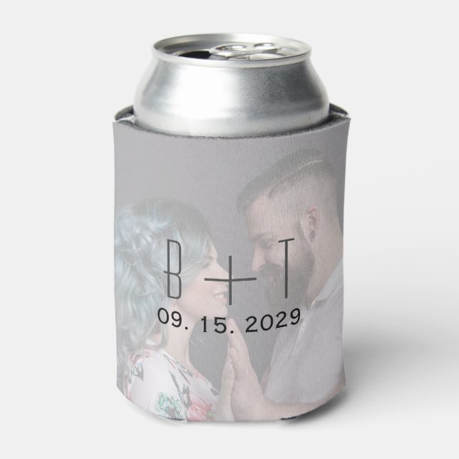 Wedding Photo Monogram Can Cooler (Can Front)