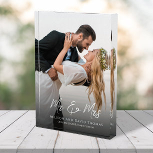 Wedding Photo Mr. and Mrs. Personalised Block