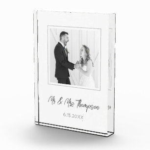 Wedding Photo Mr & Mrs Name Date Keepsake Block