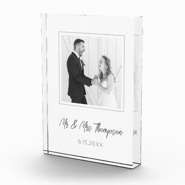 Wedding Photo Mr & Mrs Name Date Keepsake Block (Right)