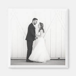Wedding Photo Newlyweds Mr & Mrs Black White Favou Magnet