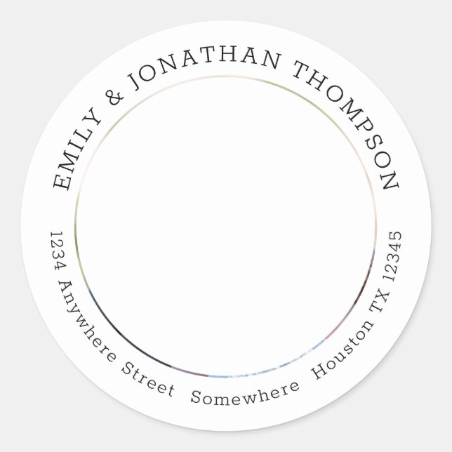 Wedding Photo Newlyweds Return Name Address Classic Round Sticker (Front)