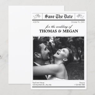 Wedding photo newspaper save the date