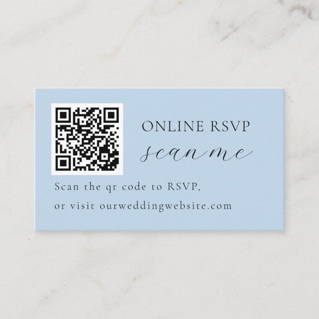 Wedding Photo Online RSVP QR Code, Dusty Blue Enclosure Card (Front)