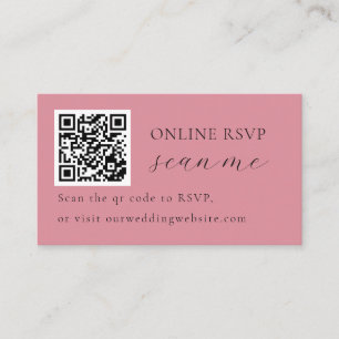 Wedding Photo Online RSVP QR Code, Dusty Rose Enclosure Card