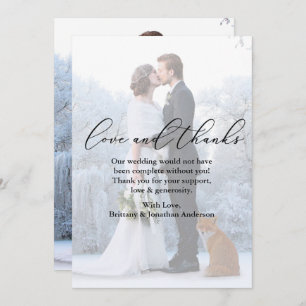 Wedding Photo Overlay Calligraphy Love Thanks Card