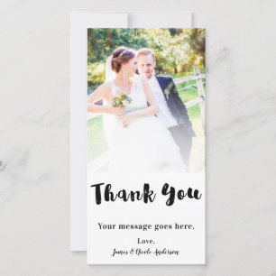 Wedding Photo Picture Thank You Chunky Black Card