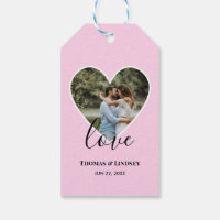 Wedding Photo Pink Heart Frame Modern Calligraphy