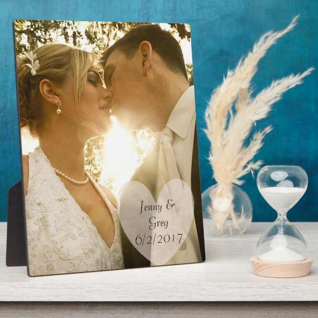 Wedding Photo Plaque with Heart & Wedding Date (Side)