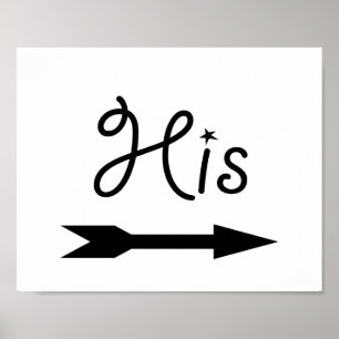 Wedding photo prop sign arrow "His" for the bride