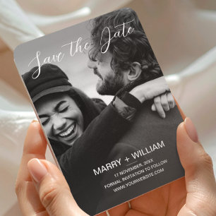 Wedding Photo Save The Date Black Minimalist Magnet