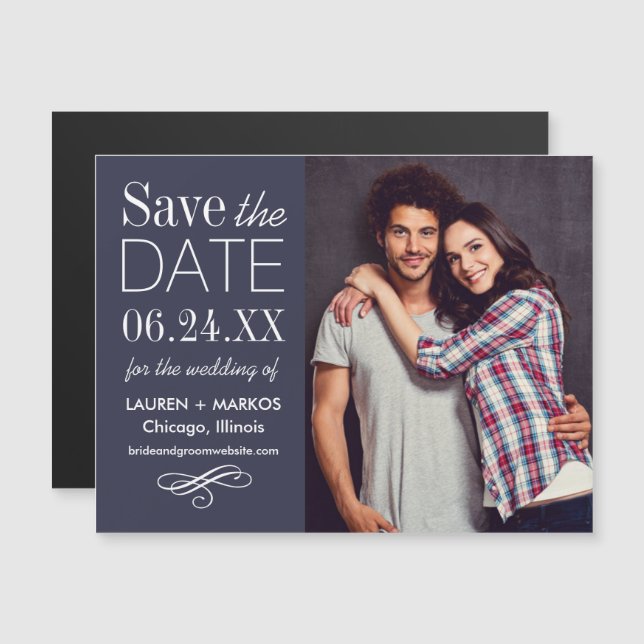 Wedding Photo Save the Date | Custom Colour Magnetic Invitation (Front/Back)