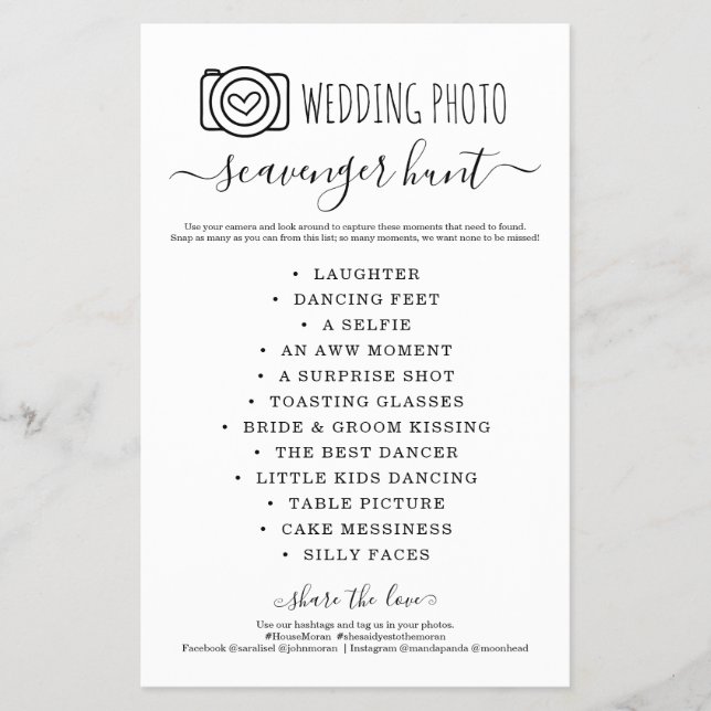 Wedding Photo Scavenger Hunt I Spy Game Flyer (Front)
