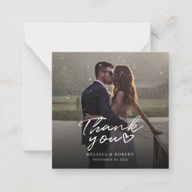 Wedding Photo Script Thank You Card (Front)