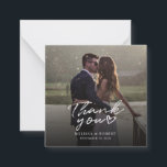 Wedding Photo Script Thank You Card<br><div class="desc">A great and thoughtful way to thank your friends,  family,  and coworkers who graced you their presence on your your wedding day with this modern photo thank you cards with script hand lettered "thank you" and a love heart.</div>
