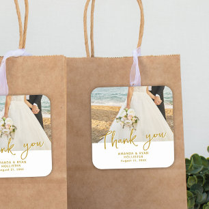 Wedding Photo Script Thank you Favour Square Sticker